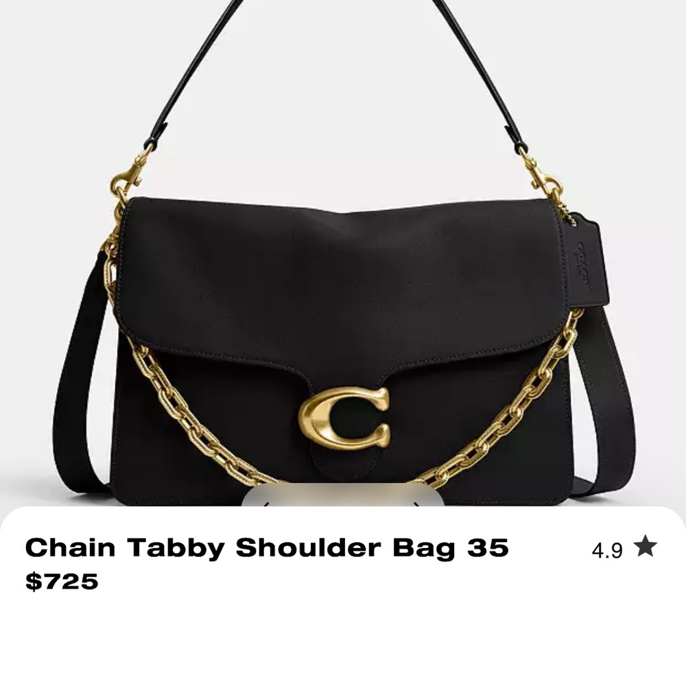 Coach Black and Gold Chain Tabby Shoulder Bag